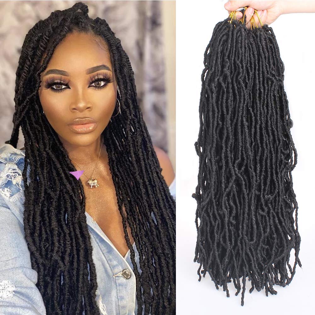 Xtrend 7 Packs 24 Zoll Schwarz Nu Faux Locs Häkeln Zöpfe Haar Synthetische Pre Looped Soft Dreadsloc