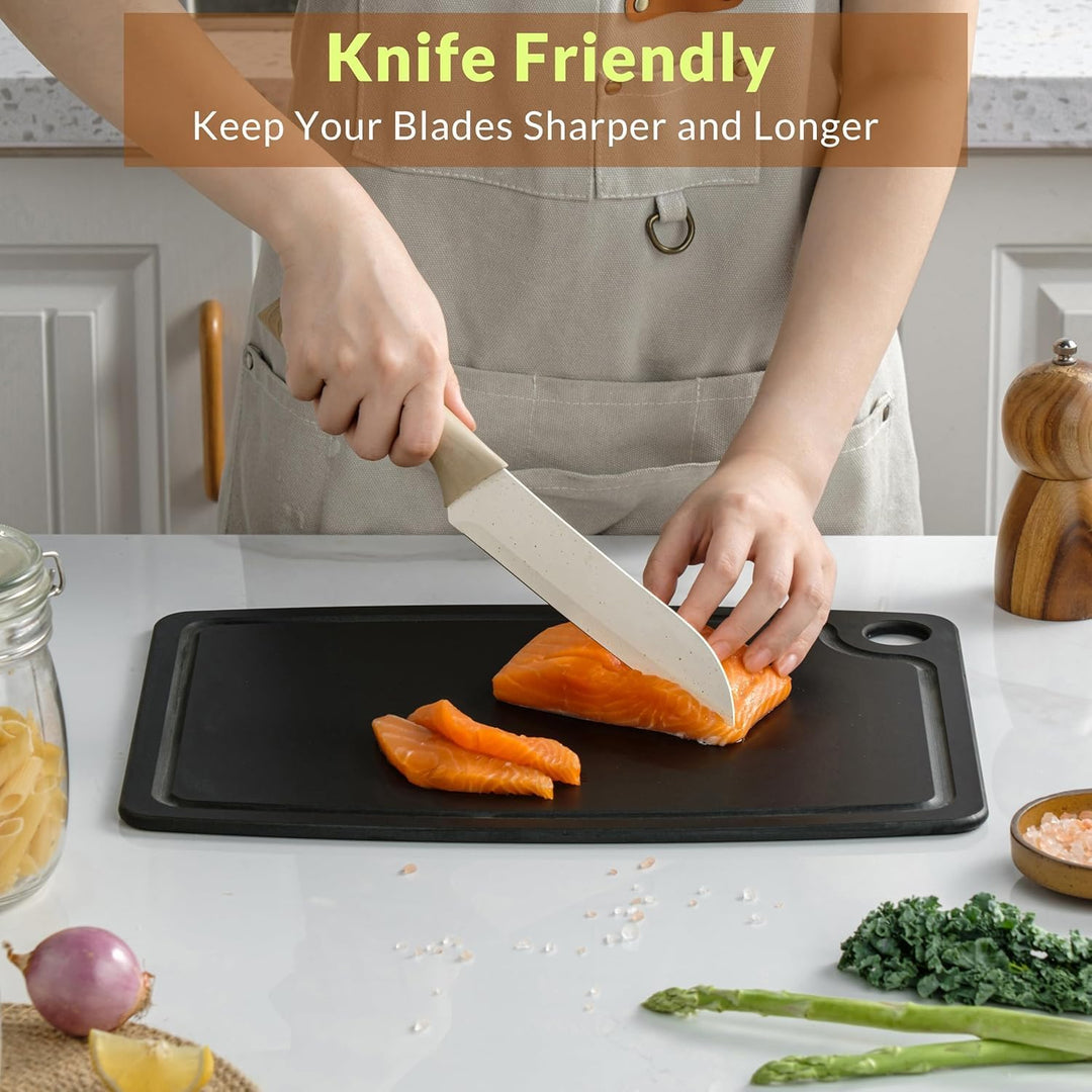 BESTCOOK Schneidebrett aus Holzfaser für die Küche, Spülmaschinenfest, mit Saftrille, BPA-frei, Lang
