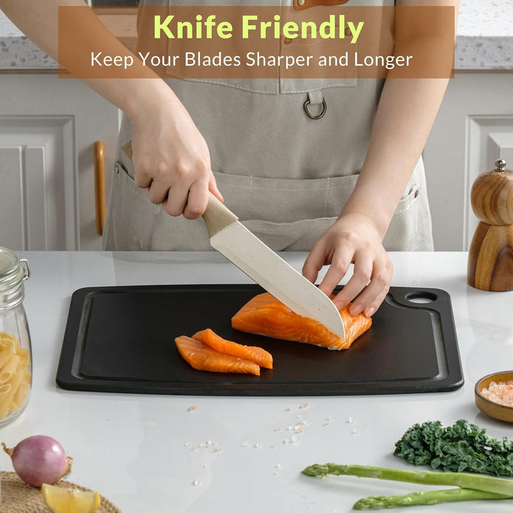 BESTCOOK Schneidebrett aus Holzfaser für die Küche, Spülmaschinenfest, mit Saftrille, BPA-frei, Lang