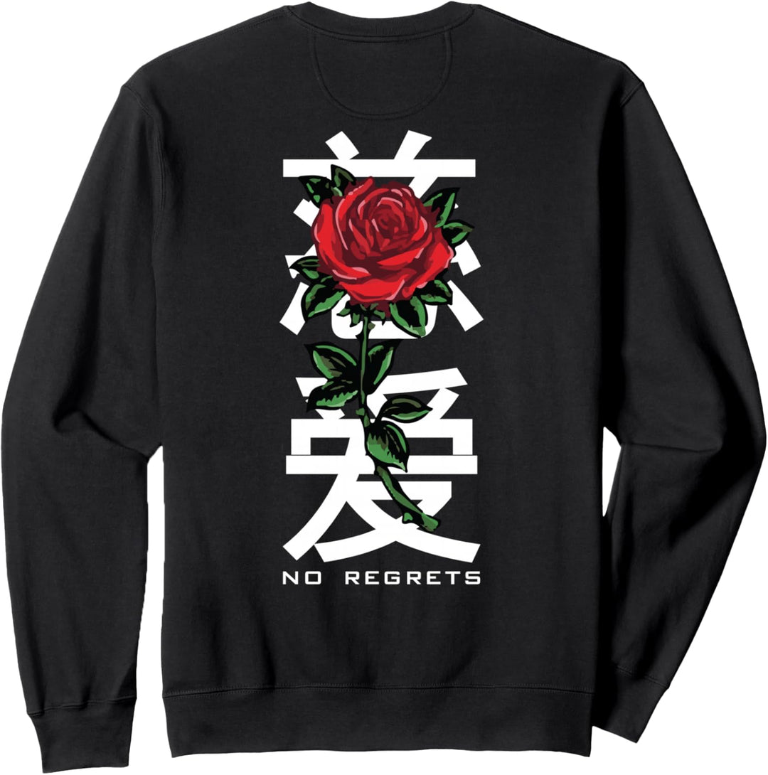 No Regrets Rose Backprint - Sad Aesthetic Edgy Streetwear Sweatshirt