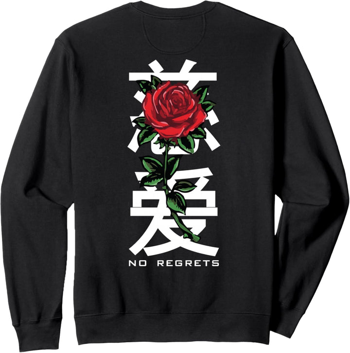 No Regrets Rose Backprint - Sad Aesthetic Edgy Streetwear Sweatshirt