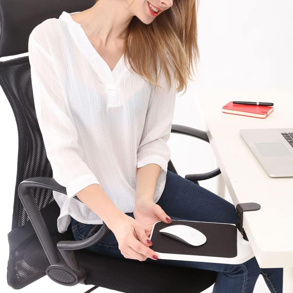 Mausablage für Zuhause, Büro, unter dem Schreibtisch, Klemmplattform, 360 ° drehbar, Verlängerungsbr