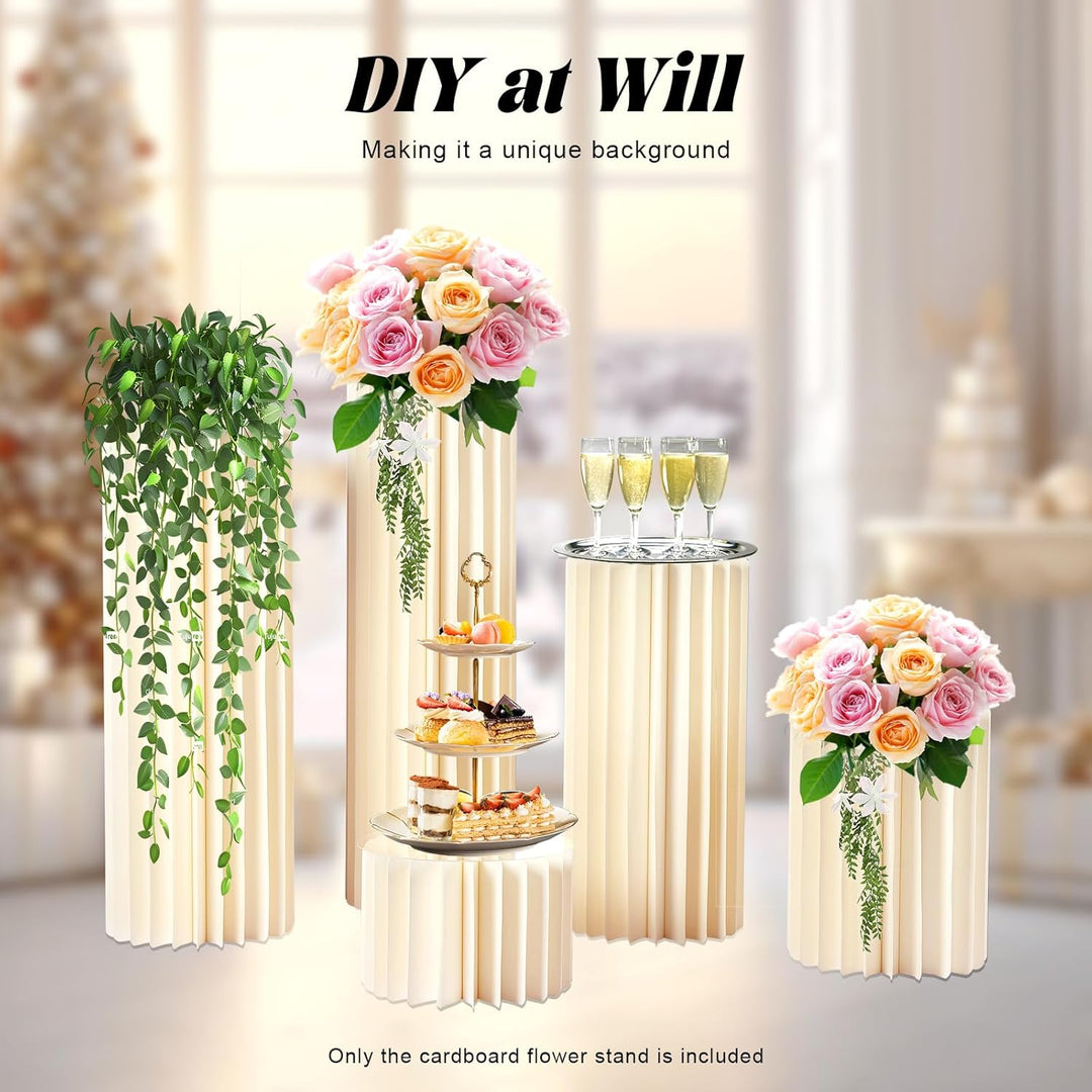 Loohacp Blumenständer Hochzeit Blumenständer, 5 Stück Faltbarer Dekosäule Partytische aus Karton Dis