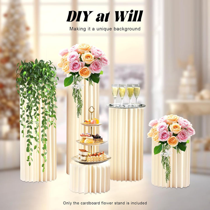 Loohacp Blumenständer Hochzeit Blumenständer, 5 Stück Faltbarer Dekosäule Partytische aus Karton Dis