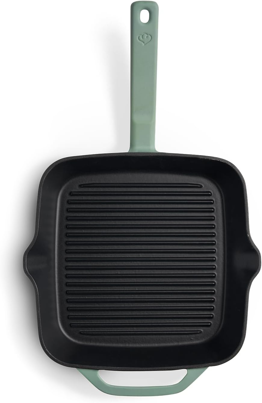 SPRINGLANE Gusseisen Grillpfanne Mint, 26 cm - Emailliert - Steakpfanne mit Grillstreben - Für alle