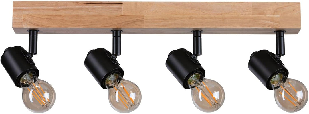 Paulmann 66773 Strahler Arvid 4-flammig max. 4x20 Watt Deckenleuchte Schwarz/Holz Spot Metall E27 4e