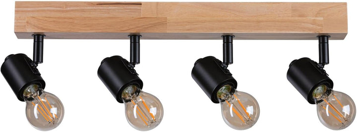 Paulmann 66773 Strahler Arvid 4-flammig max. 4x20 Watt Deckenleuchte Schwarz/Holz Spot Metall E27 4e