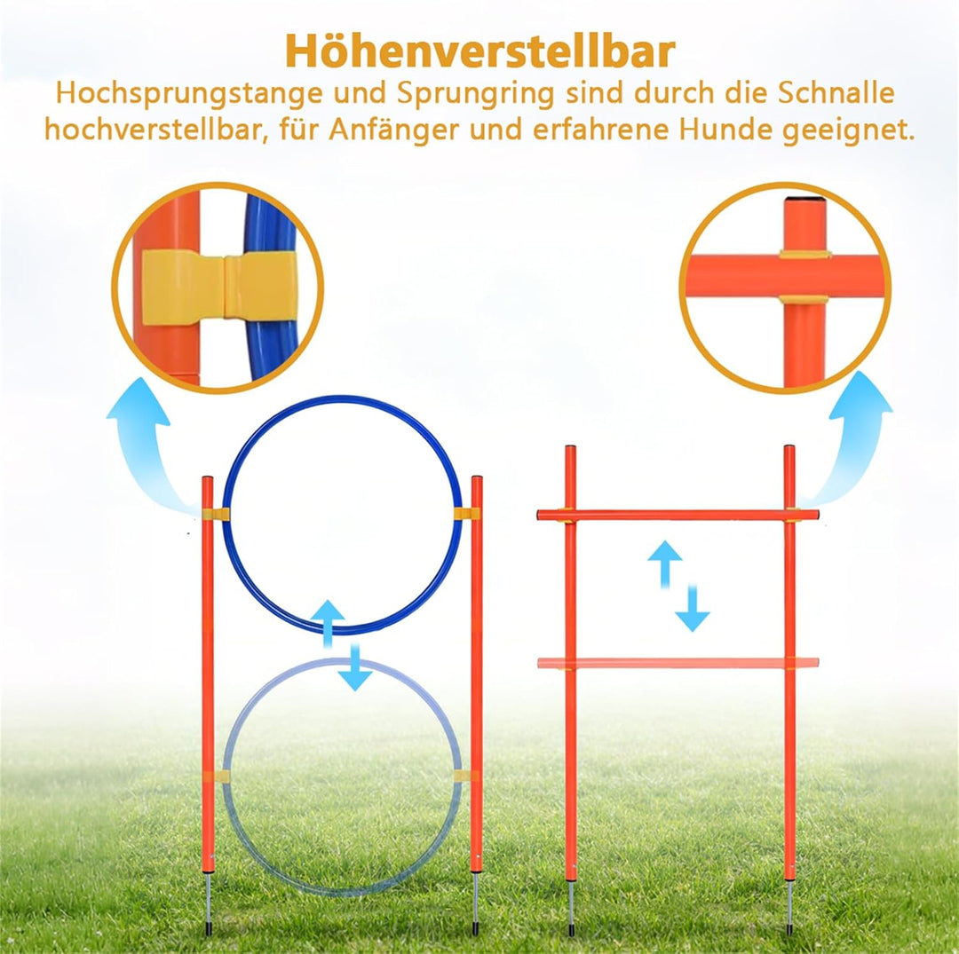 Agility Set Hunde Agility Reaktionstraining Ausrüstung für Hundetraining Hundesport mit Hundetunnel,