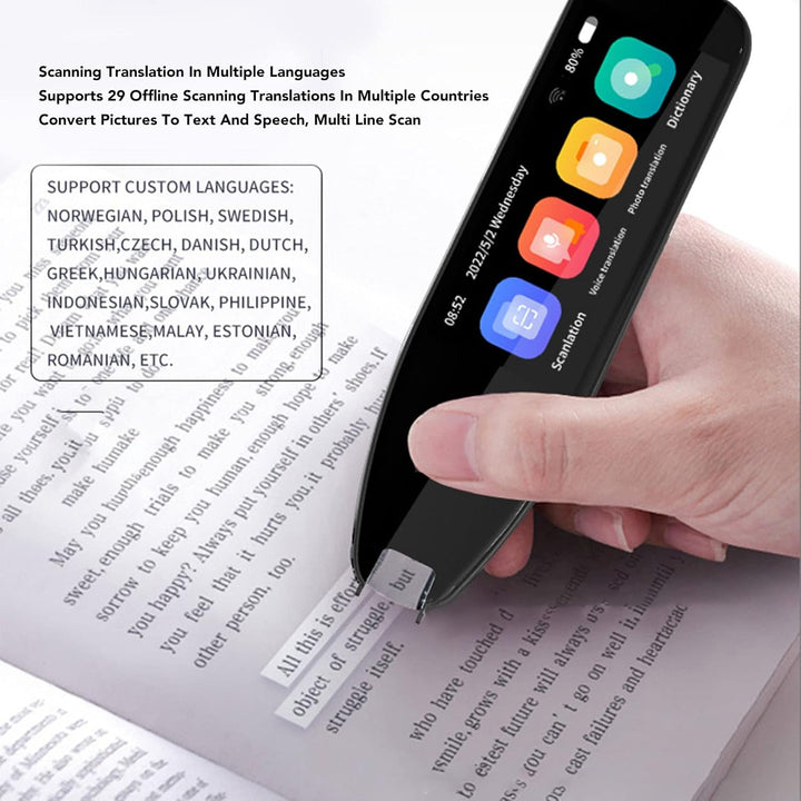 Übersetzungsstift-Scanner, 134-Sprachen-Übersetzungsgerät mit 3,5-Zoll-Touchscreen, Bluetooth-Offlin