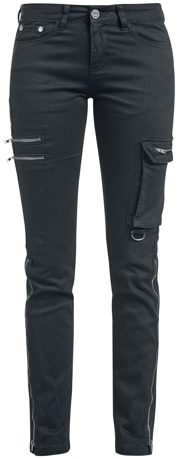 Black Premium by EMP Damen Schwarze Jeans mit Reissverschlüssen XS Schwarz, XS Schwarz