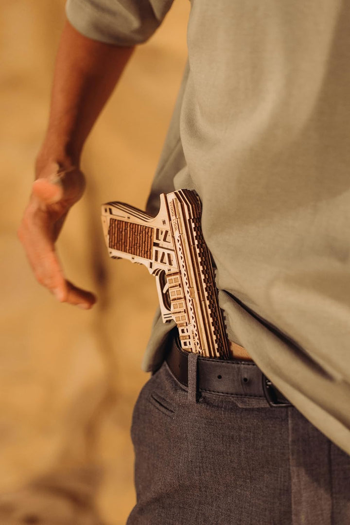 Wood Trick Defenders Gun 3D Wooden Puzzles for Adults and Kids to Build - Shoots up to 13 ft - 2 Cli