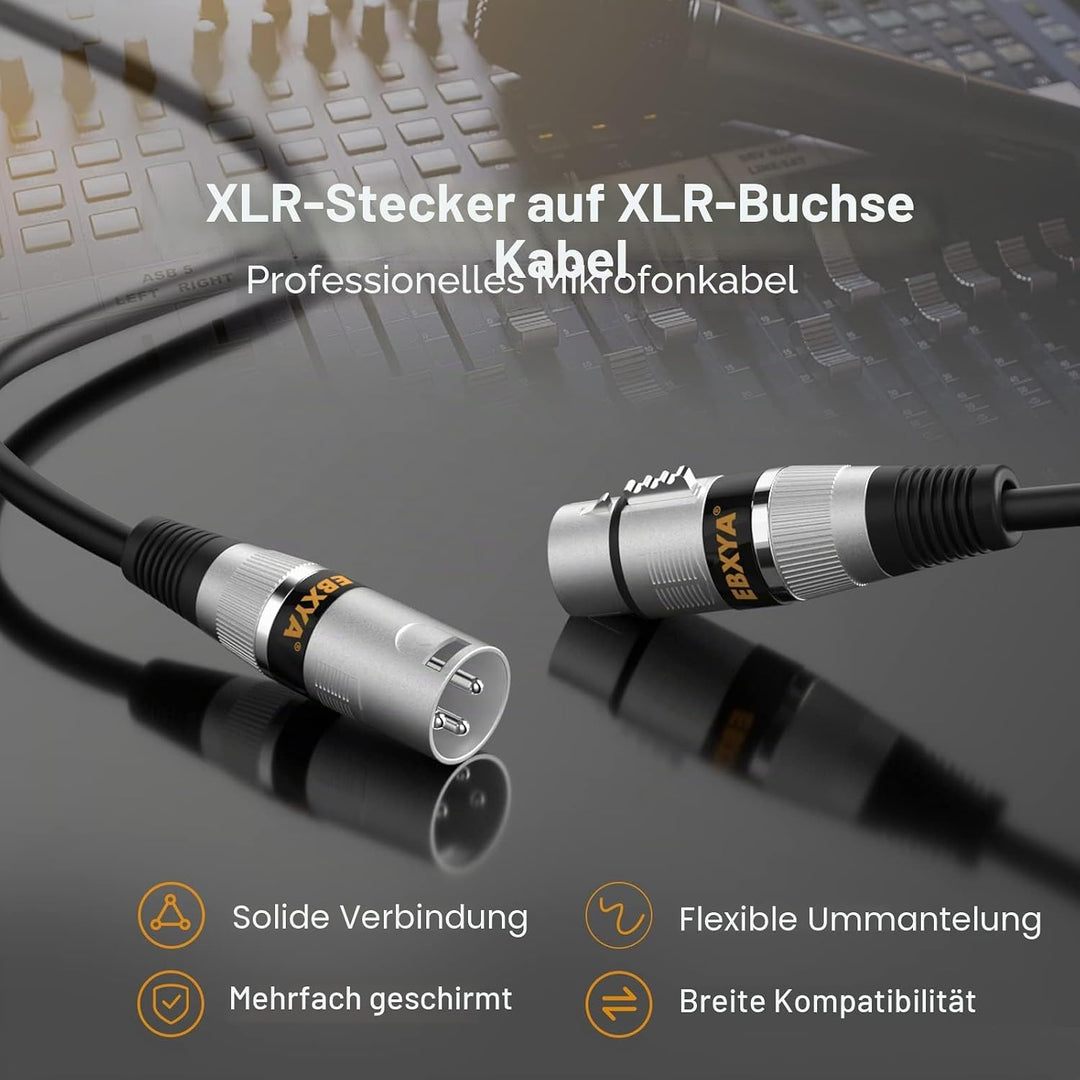EBXYA XLR-Kabel Mikrofonkabel, 20 m Stecker auf Buchse, 3-polig, symmetrisches XLR-Kabel, DMX-Patchk