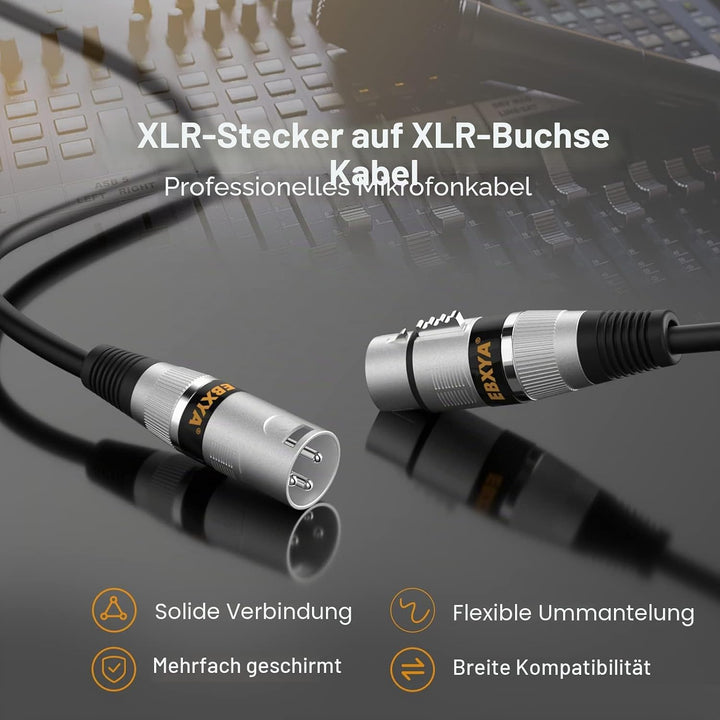 EBXYA XLR-Kabel Mikrofonkabel, 20 m Stecker auf Buchse, 3-polig, symmetrisches XLR-Kabel, DMX-Patchk