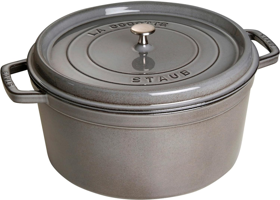 STAUB Gusseisen Bräter/Cocotte, Rund 30 cm, 8,35 L, Aromaregen Funktion, Für alle Herdarten geeignet