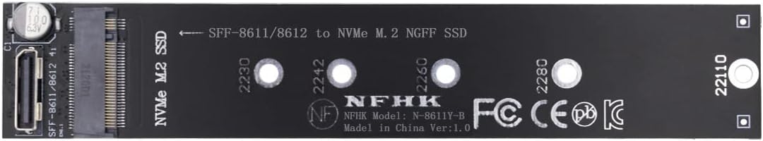 Cablecc Oculink SFF-8612 SFF-8611 auf M.2 Kit NGFF M-Key auf NVME PCIe SSD 2280 22110mm Adapter für