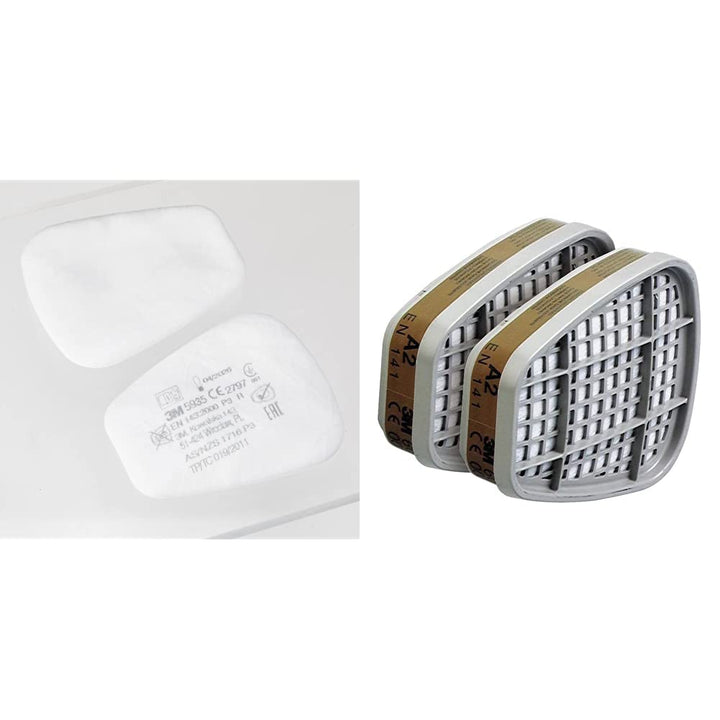 3M Partikel-Einlegefilter 5935, 10 Paar & 70071617933 Gas- und Kombi A2 Partikelfilter, 8 Stück Bund