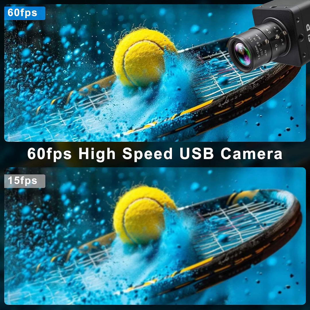ELP 60fps USB 3.0 Kamera, High-Speed-Global-Shutter, 5-MP-Webcam, 4X 2,8–12 mm manuelles Varioobjekt