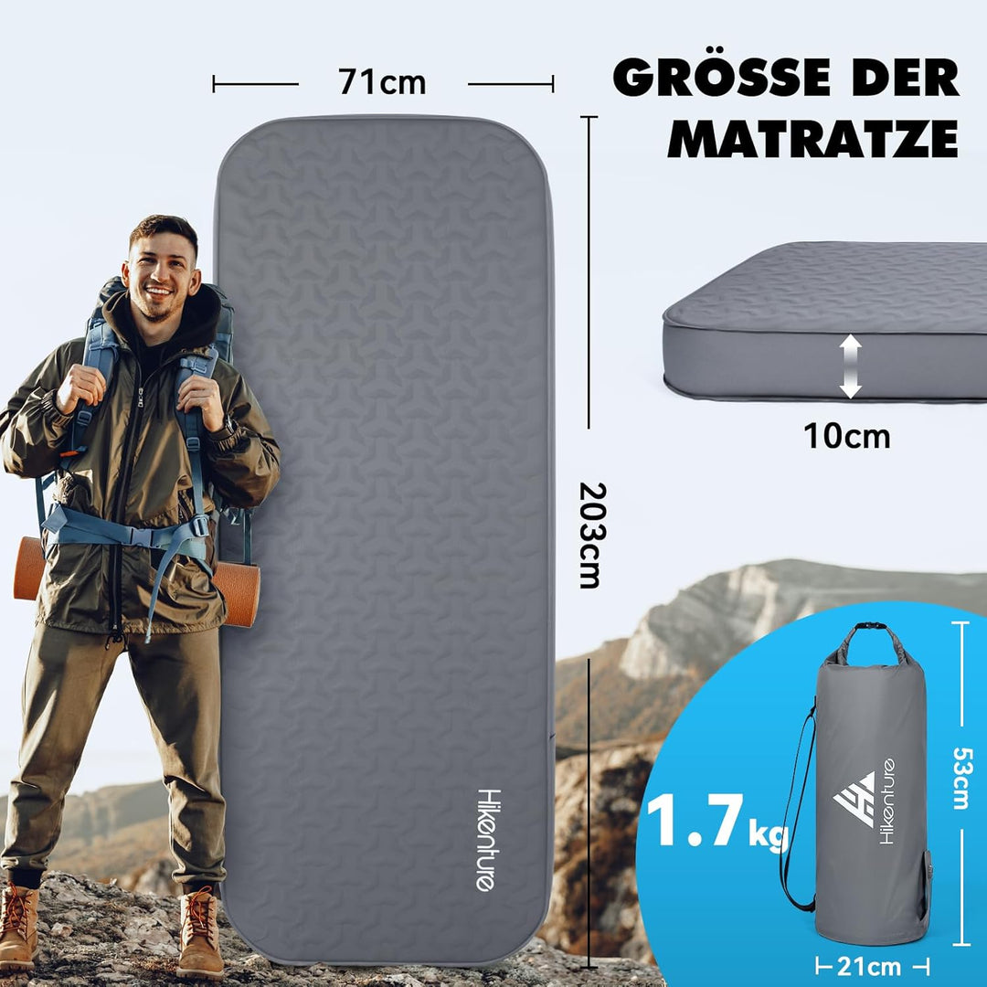 HIKENTURE Isomatte Selbstaufblasend mit Eingebauter Elektropumpe, 10CM Dicke Camping Matratze aus Sc