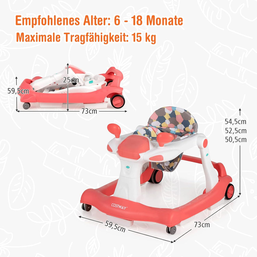 GOPLUS 2 in 1 Faltbarer Lauflernhilfe, Höhenverstellbare Lauflernwagen mit Licht, Musik & Einstellba