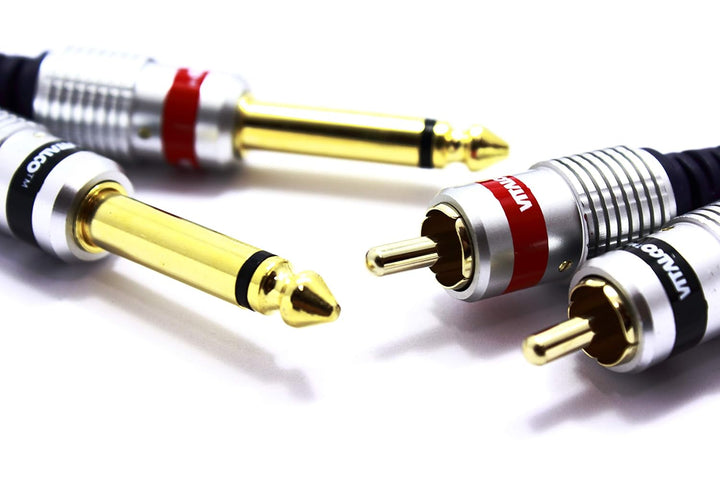 VITALCO Cinch auf 6.3mm Klinke Kabel 10m 2X Male Chinch Stecker zu 2X Grosse Klinke Mono Audio Adapt