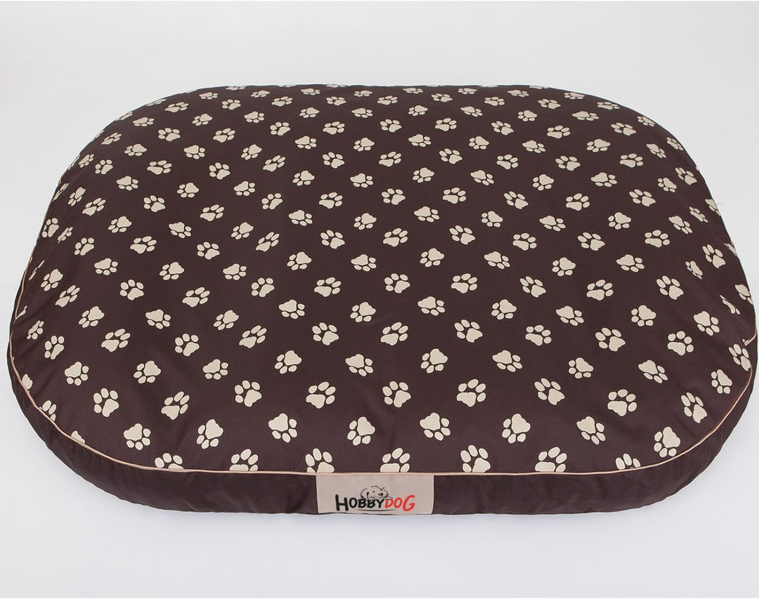 Hobbydog M MOWBWL6 Dog Mattress Oval M 70X50 cm Brown with Paws, M, Brown, 1.6 kg