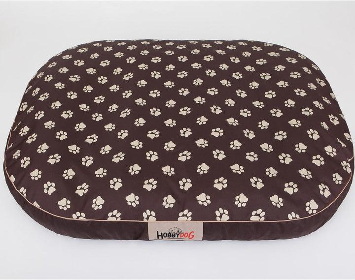 Hobbydog M MOWBWL6 Dog Mattress Oval M 70X50 cm Brown with Paws, M, Brown, 1.6 kg