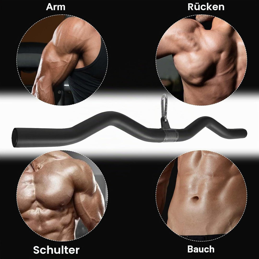 Latzugstange 80 cm, Bizeps Stange Schwarz, Trizeps Stange, Zugstange Fitness mit Drehgelenk für Zuha