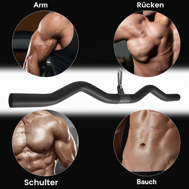 Latzugstange Kabelzug, Bizeps Stange 80 cm, Zugstange Krafttraining Schwarz, Latzug Stange Lang für