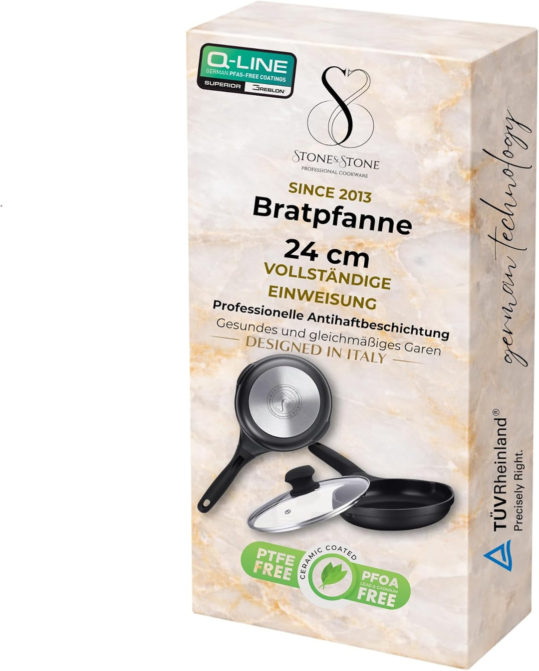 Bratpfanne 24 cm Induktionsgeeignet,Spülmaschinengeeignet, einfache Reinigung, entwickelt mit deutsc