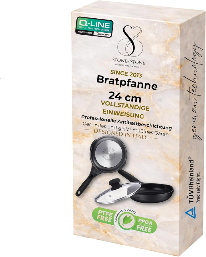 Bratpfanne 24 cm Induktionsgeeignet,Spülmaschinengeeignet, einfache Reinigung, entwickelt mit deutsc