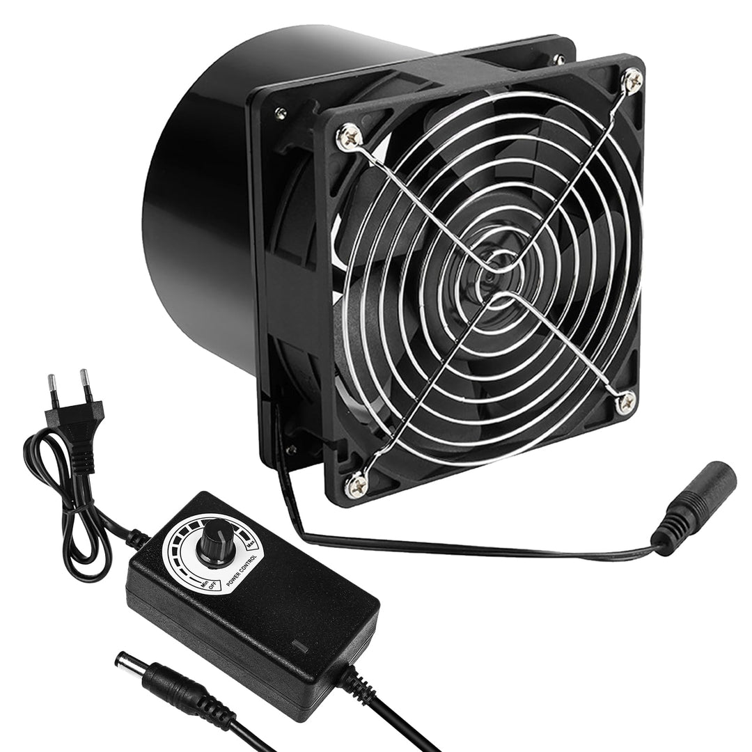 DC 12V Rohrventilator – 100mm Industrie-Abluftventilator mit Drehzahlregler, leise & langlebig, 3000
