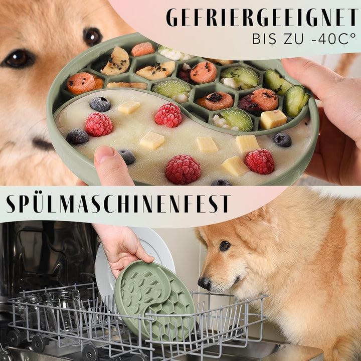 ne&no® Anti Schling Napf für Hunde und Katzen I Slow Feeder I Leckmatte Hund mit grossem Saugnapf I