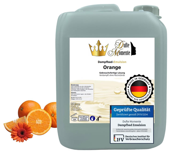 Dufte Momente | Dampfbad Emulsion 5 Liter Orange | geprüfte Qualität | mit naturreinen und natürlich