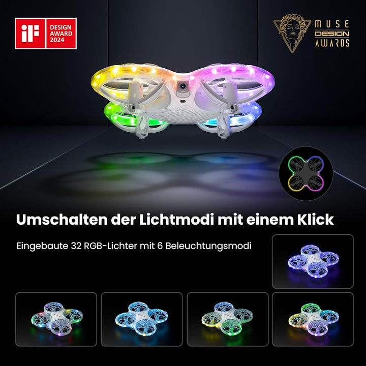 Ameta Morpho Drohne mit Kamera für Kinder, 1080P HD FPV Drone für Anfänger, RC Quadrocopter mit 32 R