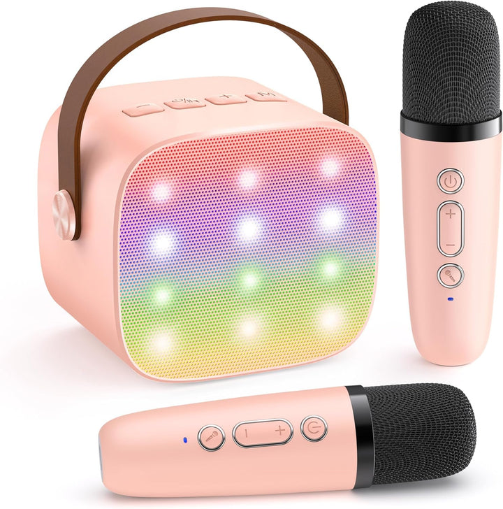YLL Mini Kinder Karaoke Maschine mit 2 Mikrofon, Karaoke Geschenke für Mädchen Alter 3 4 5 6 7 8 9 1