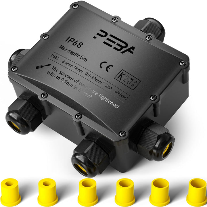 PEBA Abzweigdose IP68 Verteilerdose Wasserdichte Kabelverbinder Klemmdose für Aussen 5-Wege für Kabe
