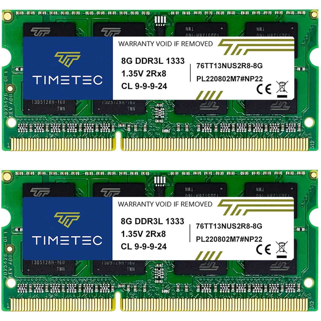 Timetec 16 GB KIT (2 x 8 GB) DDR3L 1333 MHz PC3-10600 Nicht-ECC ungepuffert 1,35 V CL9 2Rx8 Dual Ran