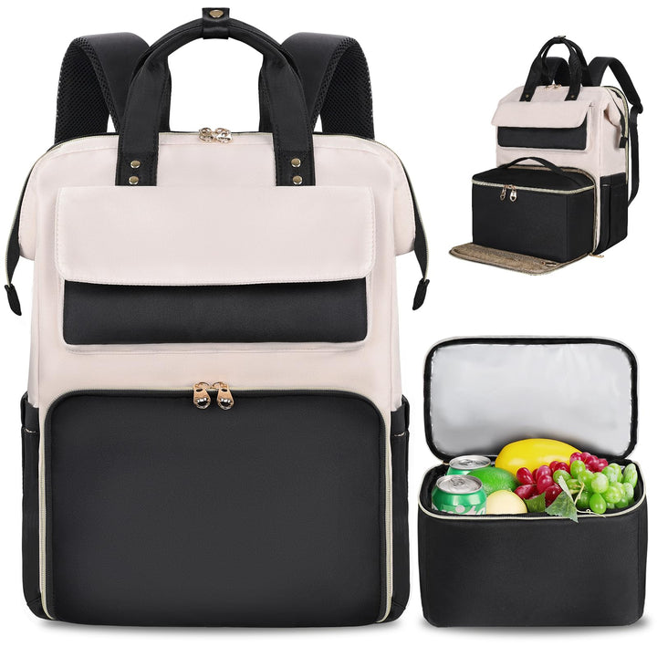 BERTASCHE Lunch Rucksack, Laptop Rucksack Damen 17,3 Zoll mit Isoliertes Kühltasche, 2-in-1-Arbeitsr