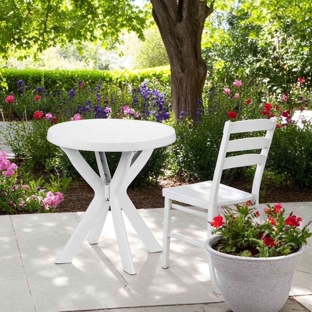 Spetebo Kunststoff Gartentisch rund - 70 cm - Campingtisch im klassischen Design - Balkontisch Terra
