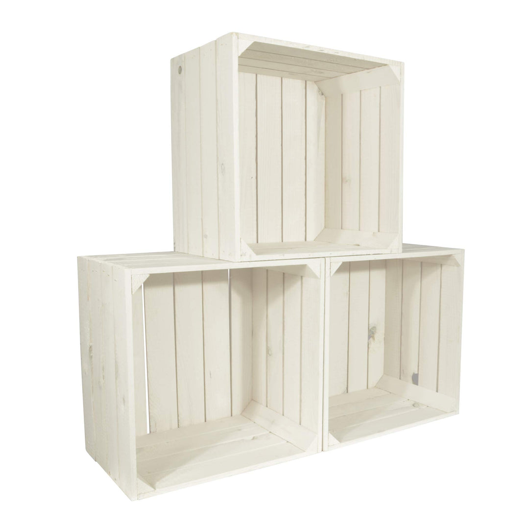 3 Set Weinregal Wino aus Holz - Weiss Holzkiste 3 Ohne Regal, 3 Ohne Regal