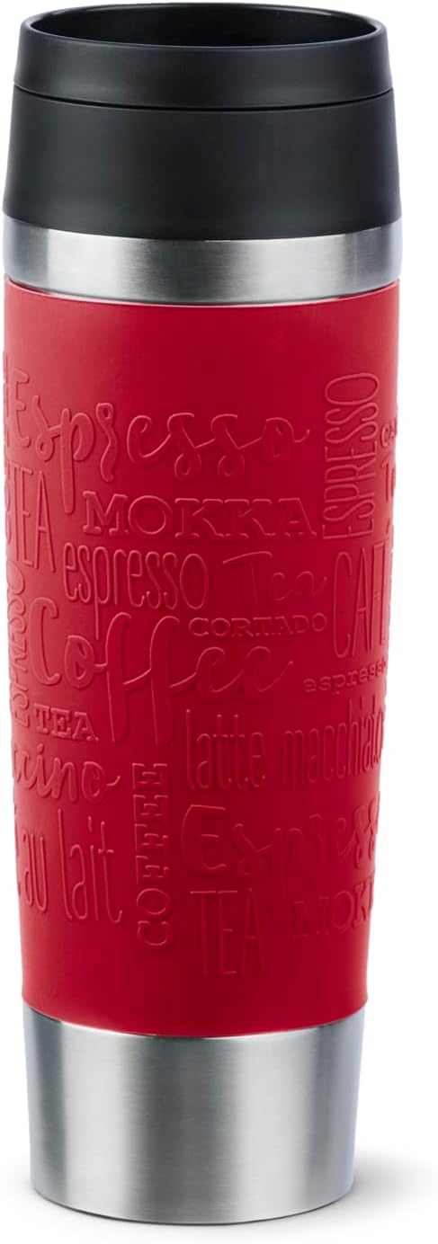 Emsa N20222 Travel Mug Classic Isolierbecher 0,5 Liter | neuer Komfort-Schraubverschluss | Edelstahl