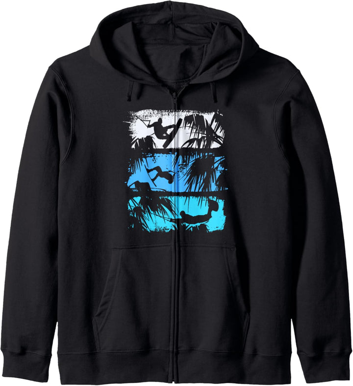 Wakeboard Lifestyle Vintage Design mit Palmen im Logo Style Kapuzenjacke