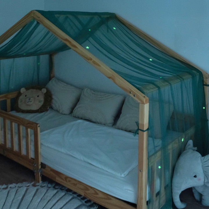 Hausbett Himmel mit leuchtenden Sternen - Betthimmel Hausbett Deko - Geschenk Mädchen & Jungen - Him