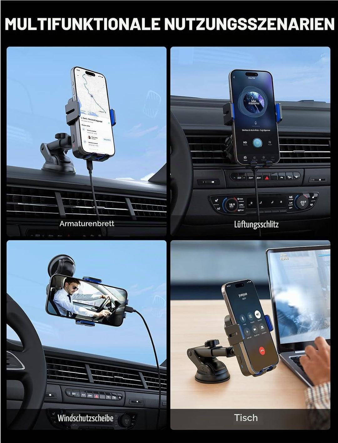 MOKPR Handyhalterung Auto mit Ladefunktion, 15W Handyhalterung Auto Induktives Laden für Entlüftungs