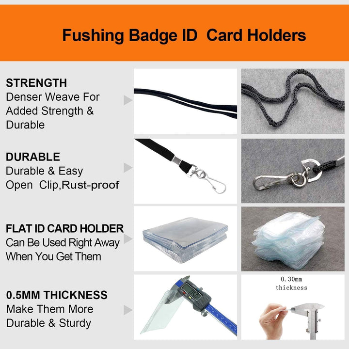 Fushing 50pcs étiquettes de protection en plastique transparent en forme de carte d'identité, porte-