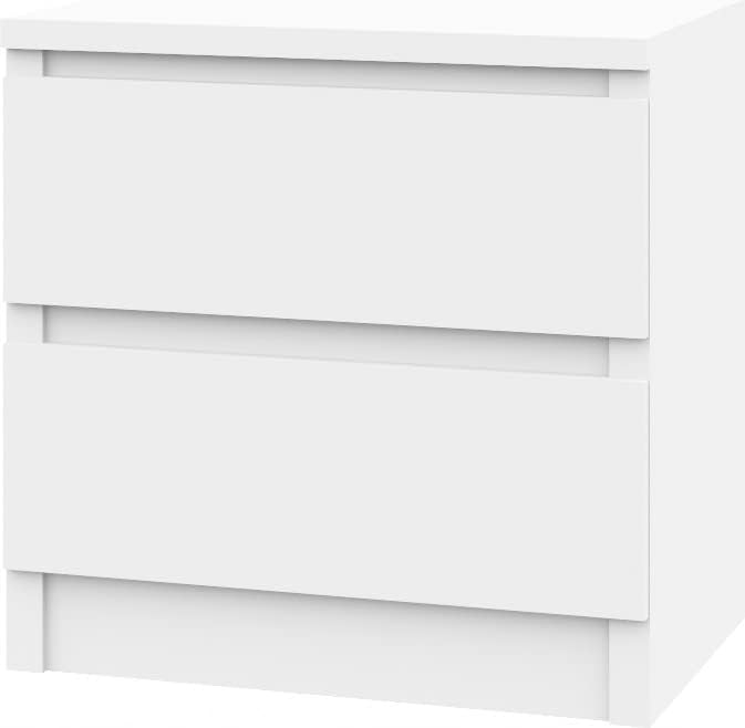 VBChome Nachttisch 40 x 30 x 40 cm Weiss Matt Nachttisch mit Zwei Schubladen für das Schlafzimmer Gr