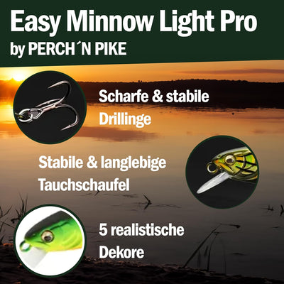 Wobbler im 5er Set für Forelle & Barsch, 5,5cm, Kunstköder Set für Spinnfischen, Minnow Köder sinken