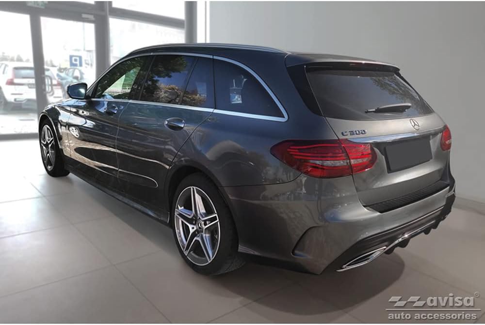 Avisa Matt-Schwarz Edelstahl Heckstossstangenschutz kompatibel mit Mercedes C-Klasse W205 Kombi 2014