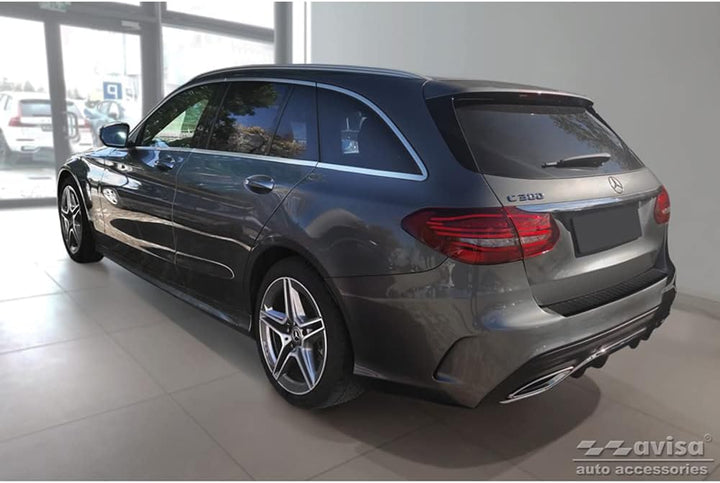 Avisa Matt-Schwarz Edelstahl Heckstossstangenschutz kompatibel mit Mercedes C-Klasse W205 Kombi 2014