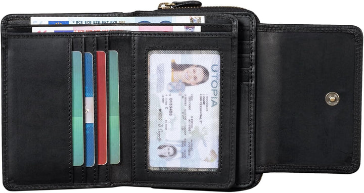 Benthill Damen Geldbörse Gross Echt Leder - Portemonnaie mit RFID Schutz - Portmonee mit vielen Kart